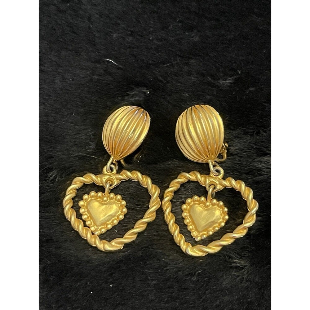 Liz Claiborne Double Heart Dangle Earrings